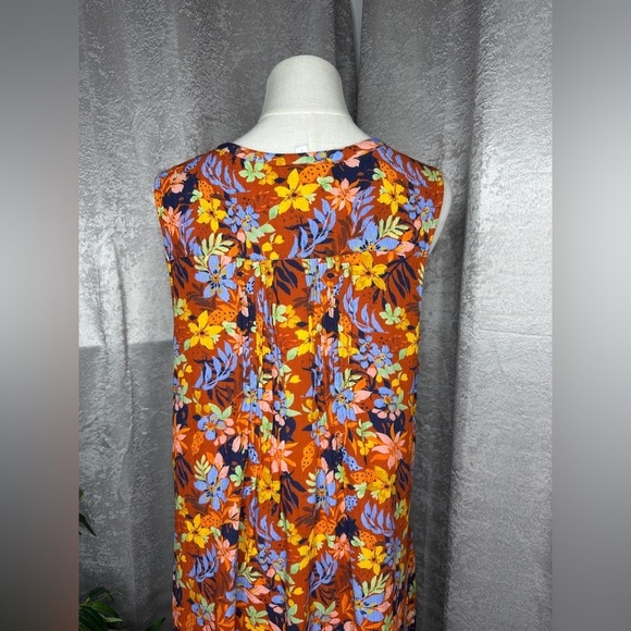 Garnet Hill Multicolored Floral Print Livvy Crêpe Dress Sleeveless Sz L - Picture 7 of 12